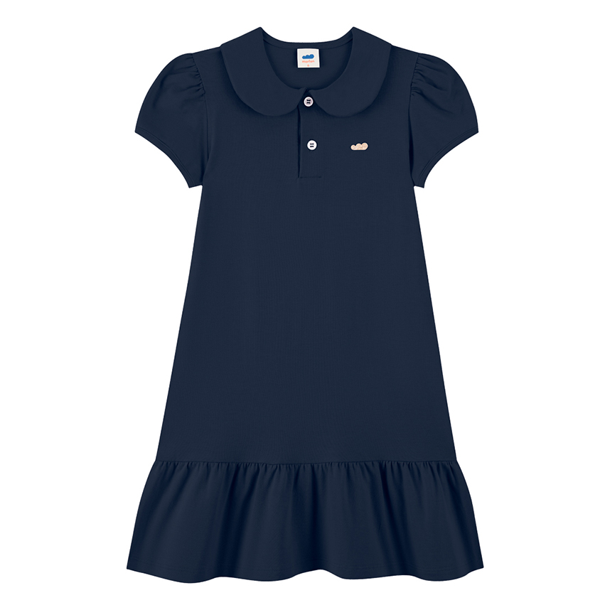 Vestido Juvenil Marlan Gola Boneca Barra Babado Em Cotton