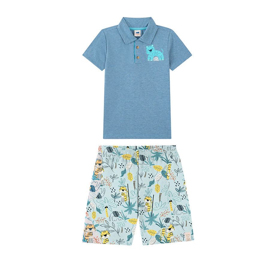 Conjunto Infantil Marlan Camiseta Estampa Tigre E Bermuda