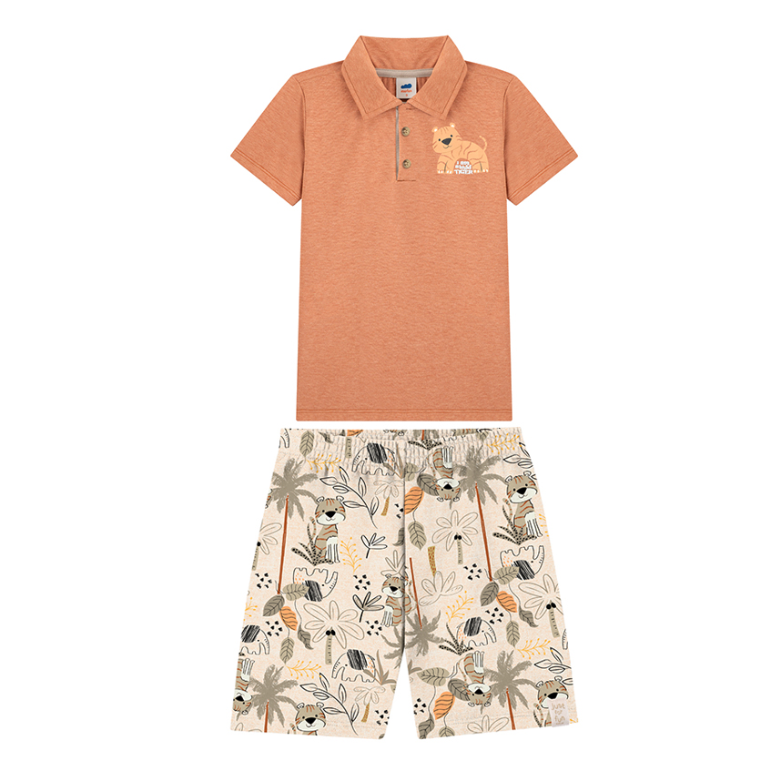 Conjunto Infantil Marlan Camiseta Estampa Tigre E Bermuda