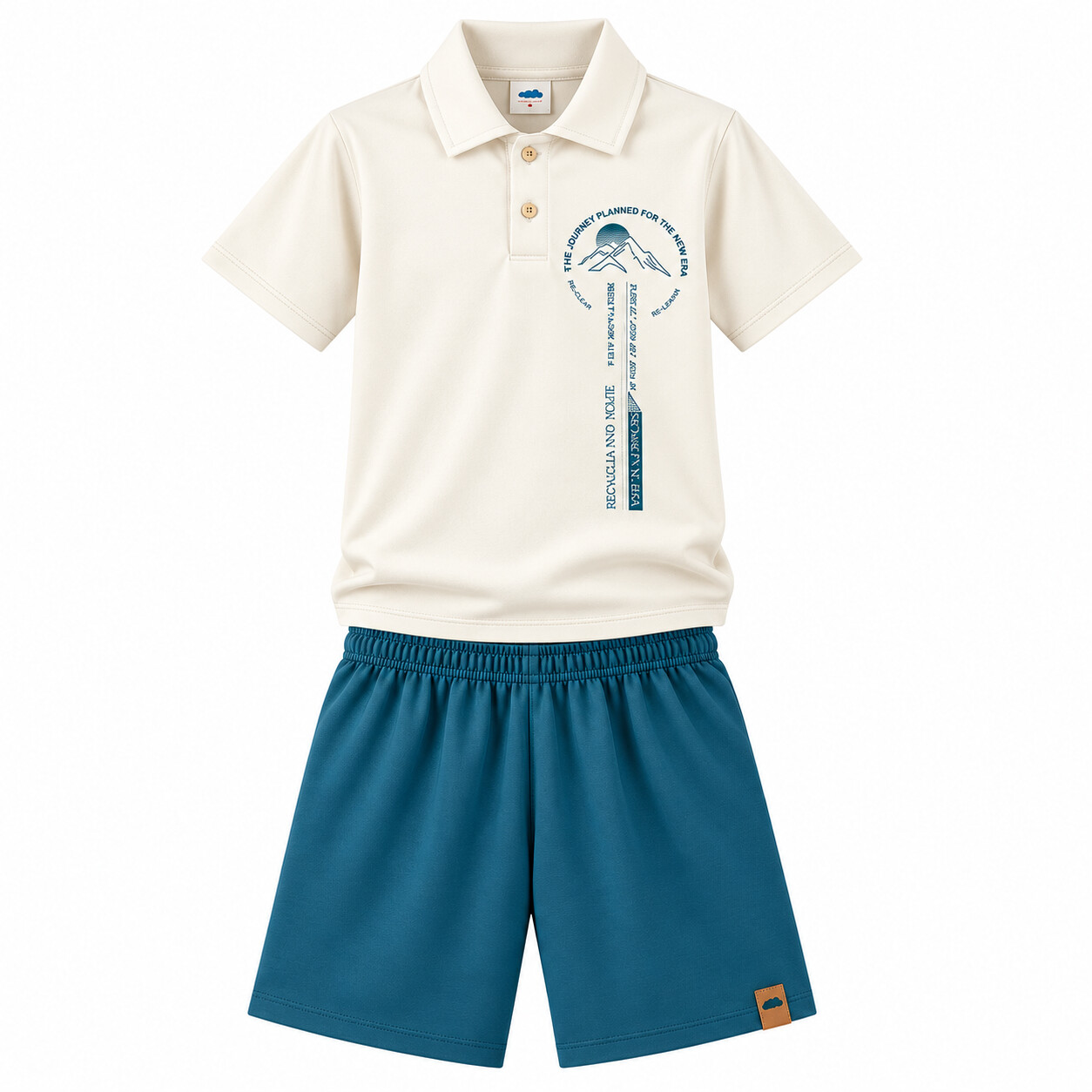 Conjunto Juvenil Marlan Camisa Estampa Montanha E Bermuda