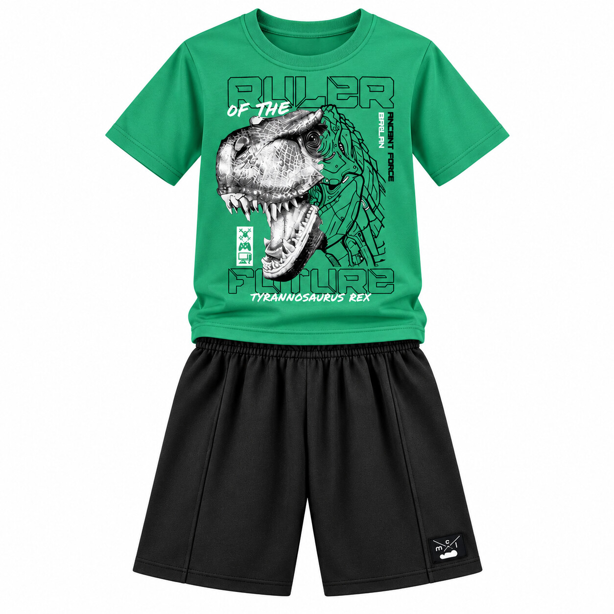 Conjunto Infantil Marlan Camiseta Estampa Dinossauro E Bermuda