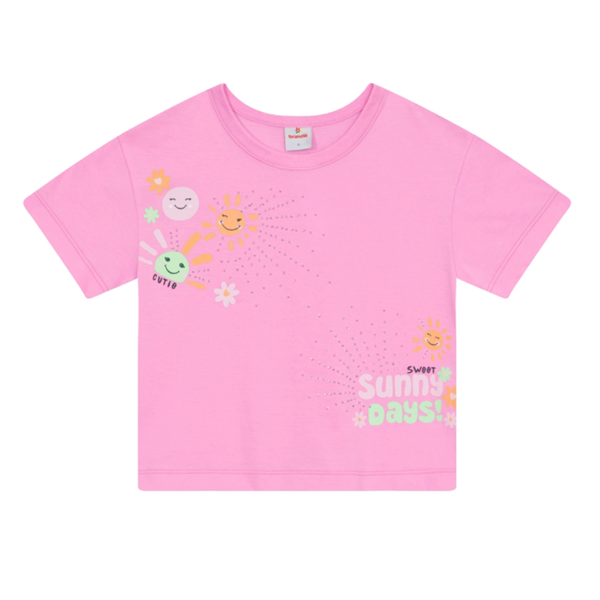Blusa Infantil Brandili Manga Curta Estampa Sunny