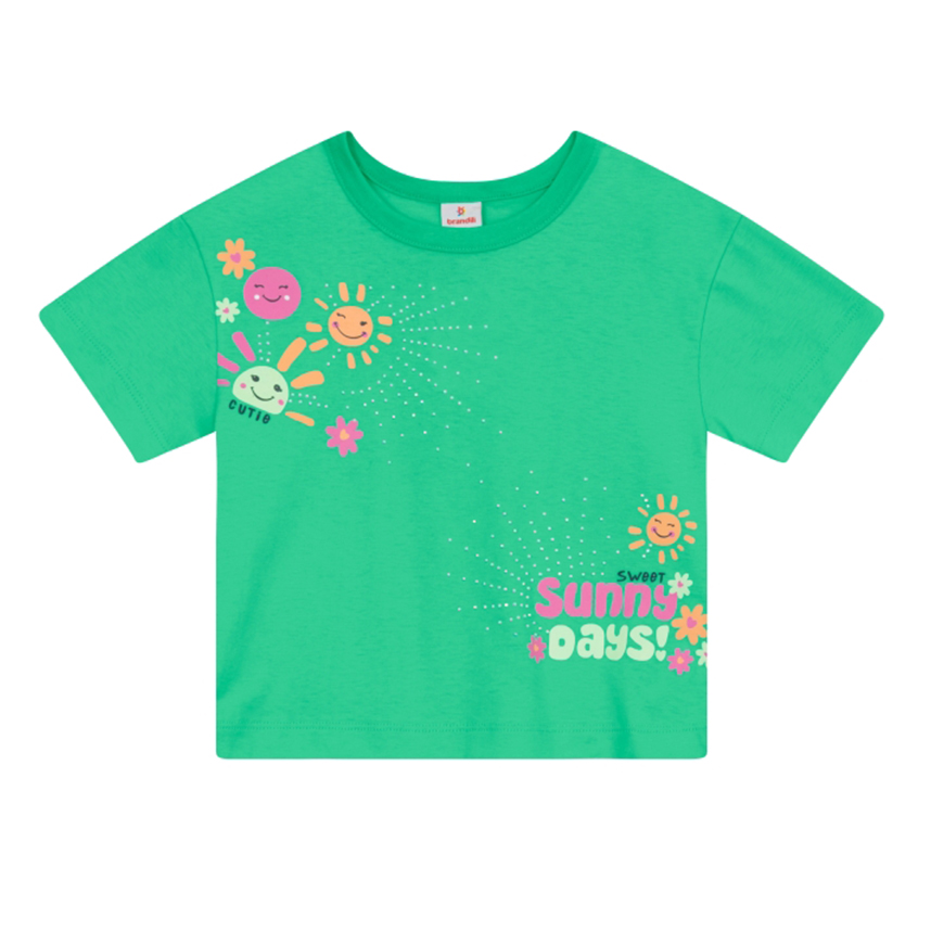 Blusa Infantil Brandili Manga Curta Estampa Sunny