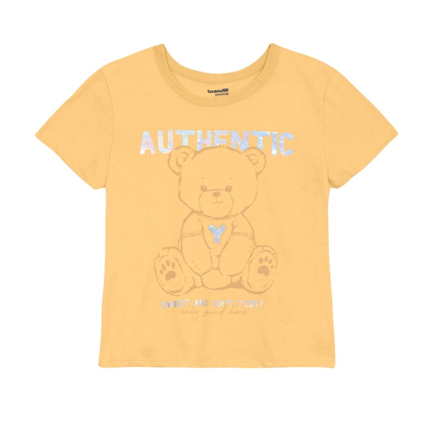Blusa Juvenil Brandili Manga Curta Estampa Urso Authentic