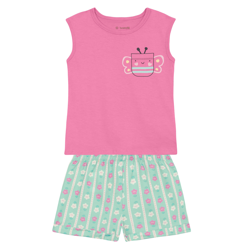 Conjunto Bebê Brandili Regata Estampa Borboleta e Short
