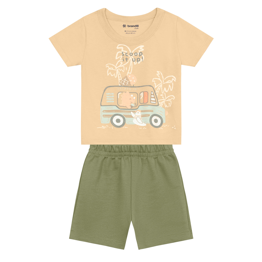 Conjunto Infantil Brandili Camiseta Estampa Carro e Bermuda Conjunto Infantil Brandili Camiseta Estampa Carro e Bermuda