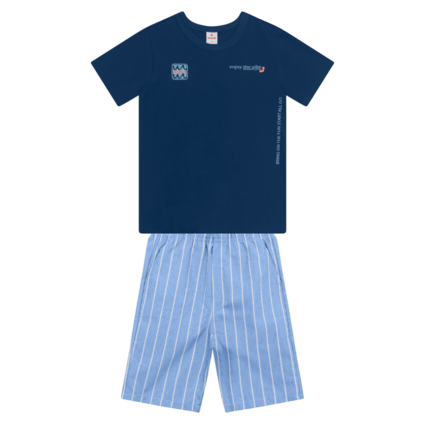 Conjunto Infantil Brandili Camiseta Enjoy The Vibe e Bermuda