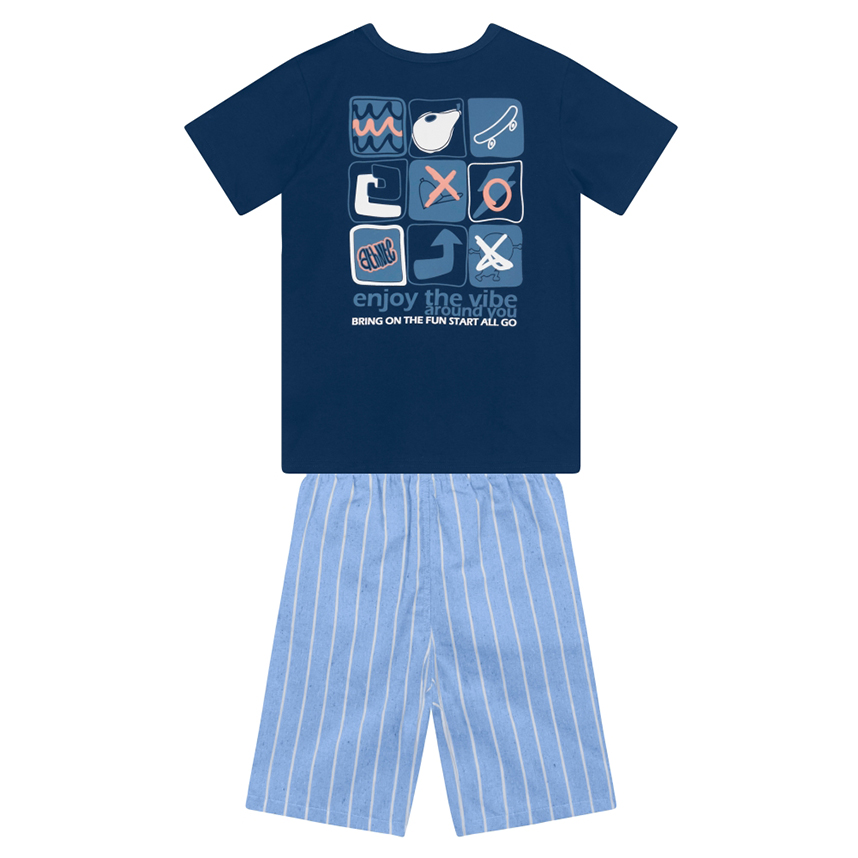 Conjunto Infantil Brandili Camiseta Enjoy The Vibe e Bermuda Conjunto Infantil Brandili Camiseta Enjoy The Vibe e Bermuda