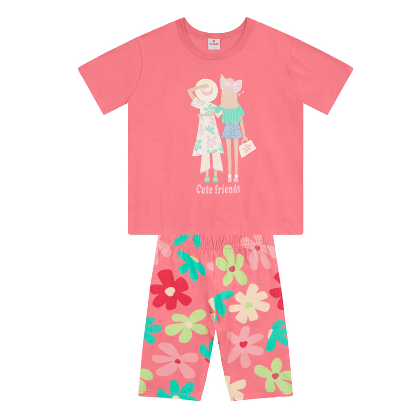 Conjunto Infantil Brandili Blusa Cute Friend e Bermuda