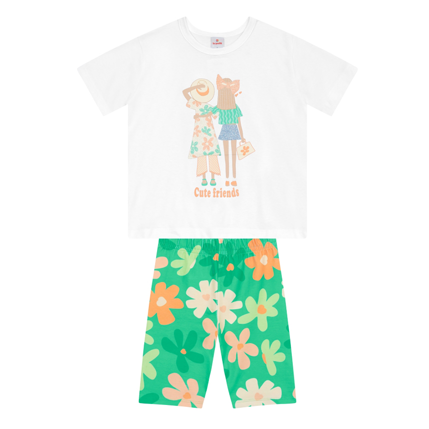 Conjunto Infantil Brandili Blusa Cute Friend e Bermuda