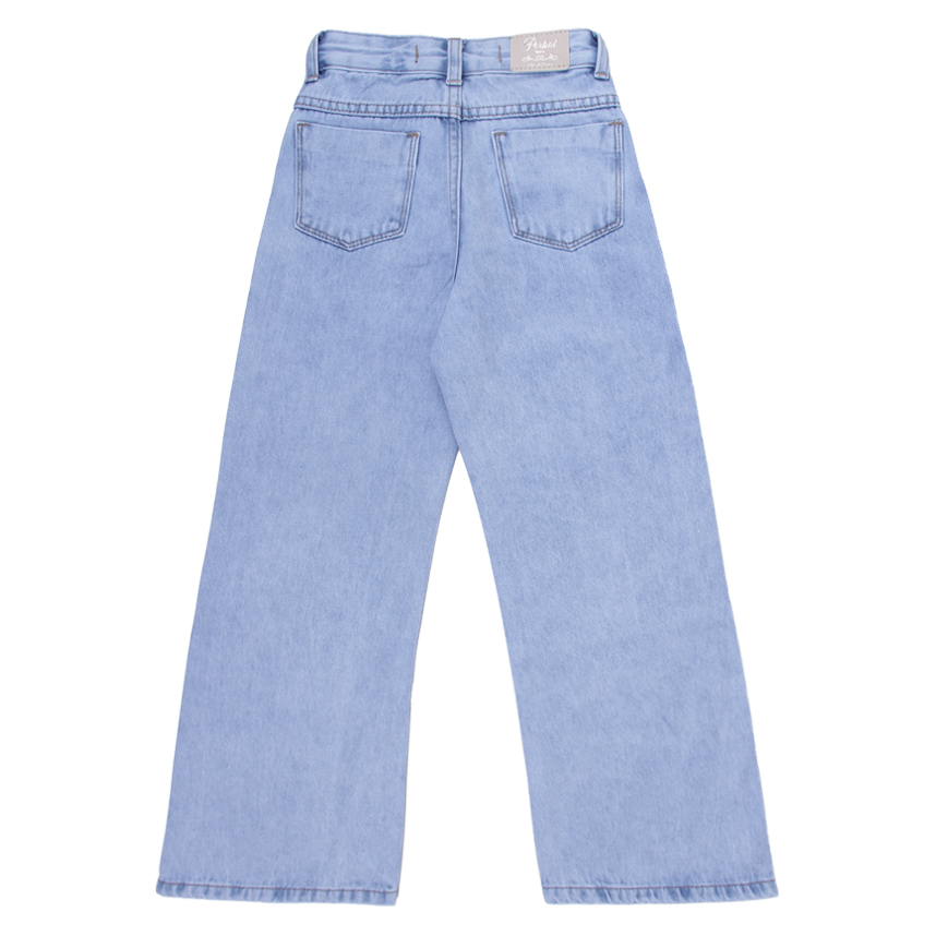 Calça Jeans Claro Infantil Perbol Feminina Wide Strass