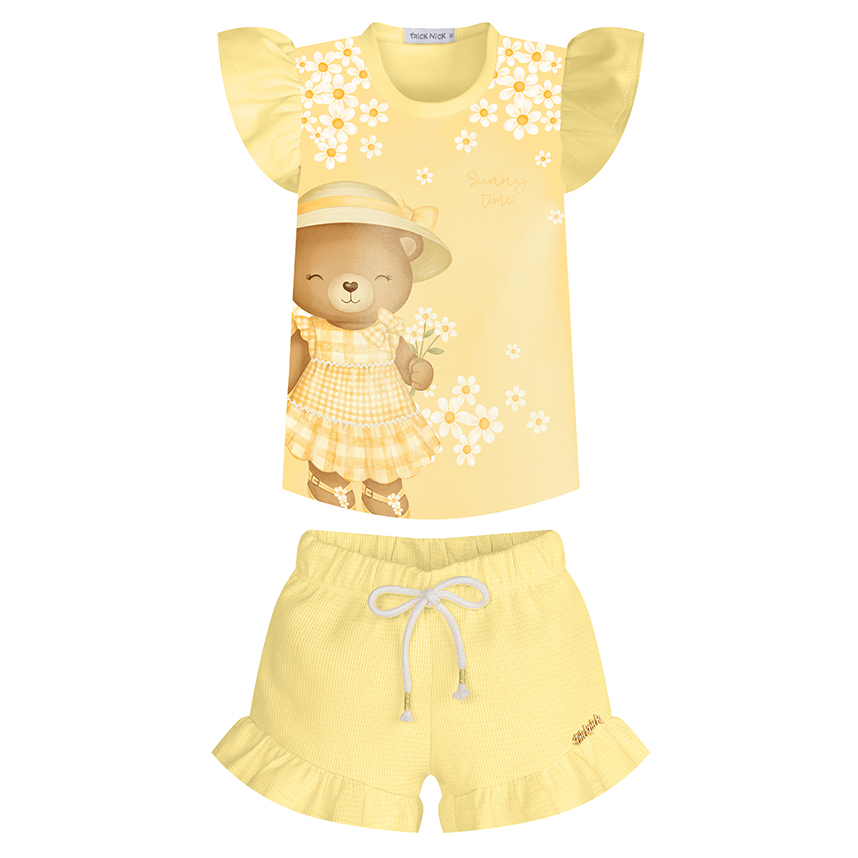 Conjunto Bebê Trick Nick Blusa Estampa Ursa Flor e Short Conjunto Bebê Trick Nick Blusa Estampa Ursa Flor e Short