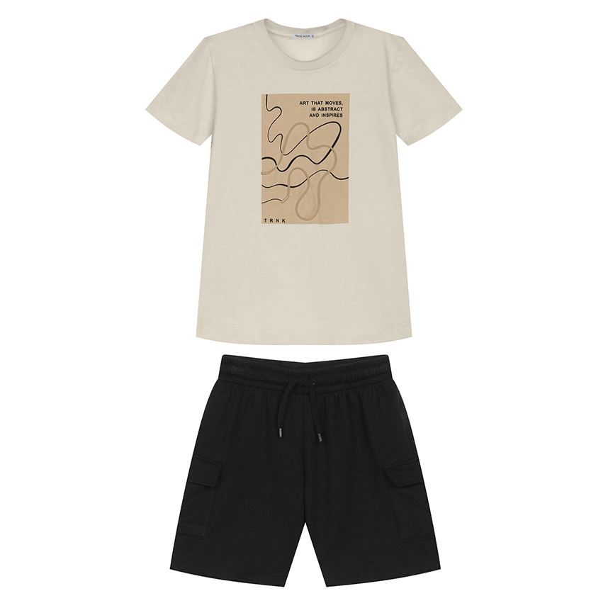 Conjunto Infantil Trick Nick Camiseta Estampa Art e Bermuda