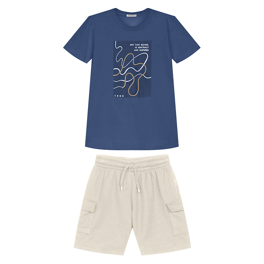 Conjunto Infantil Trick Nick Camiseta Estampa Art e Bermuda
