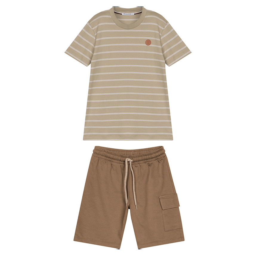 Conjunto Juvenil Trick Nick Camiseta Listrada e Bermuda