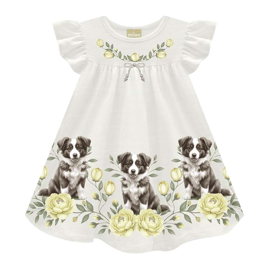 Vestido Bebê Milon Cavado Com Estampa Dog E Flor