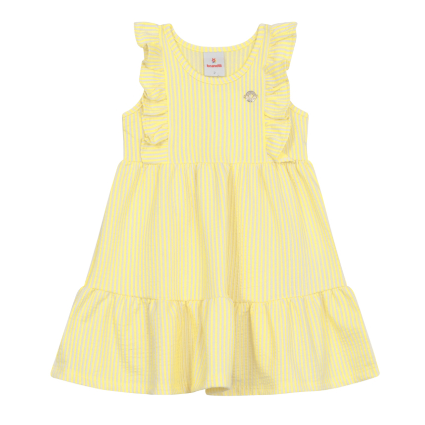 Vestido Infantil Brandili Cavado Listrado Detalhe Babado