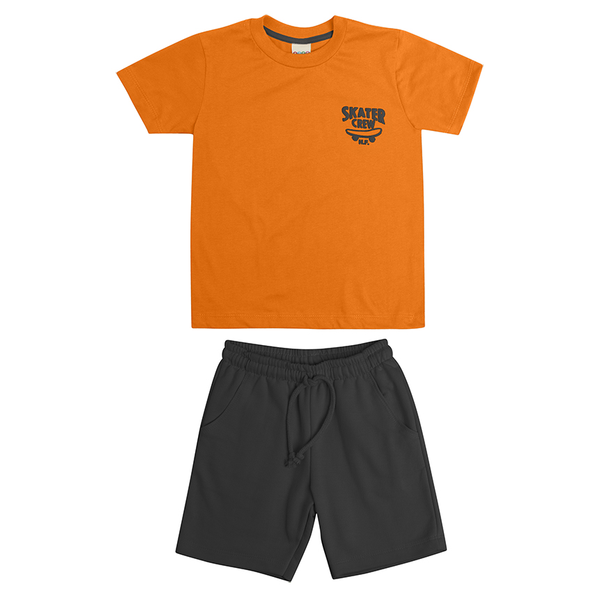 Conjunto Infantil Have Fun Camiseta Estampa Skate e Bermuda