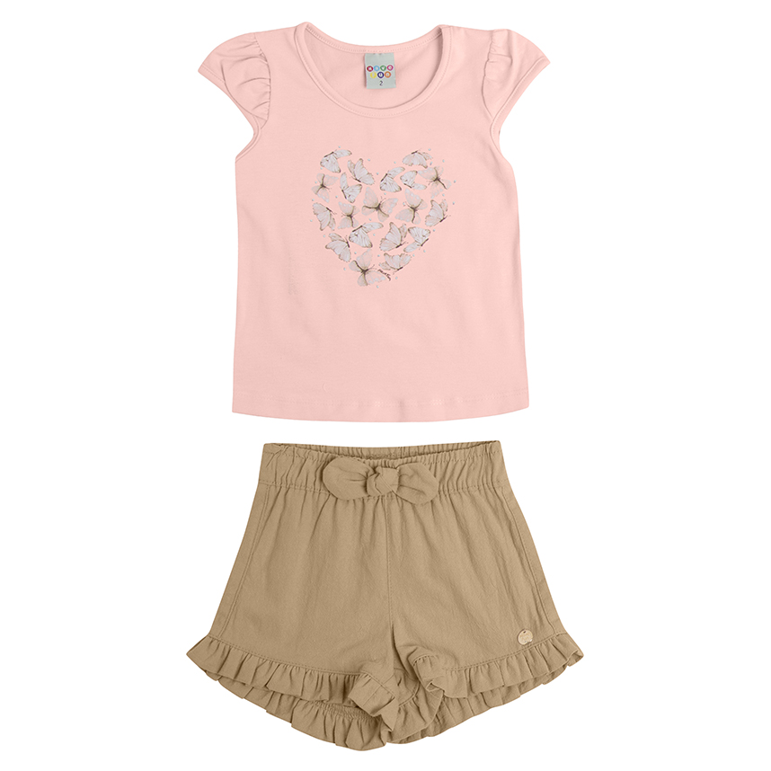 Conjunto Infantil Have Fun Blusa Cavada Borboleta e Short