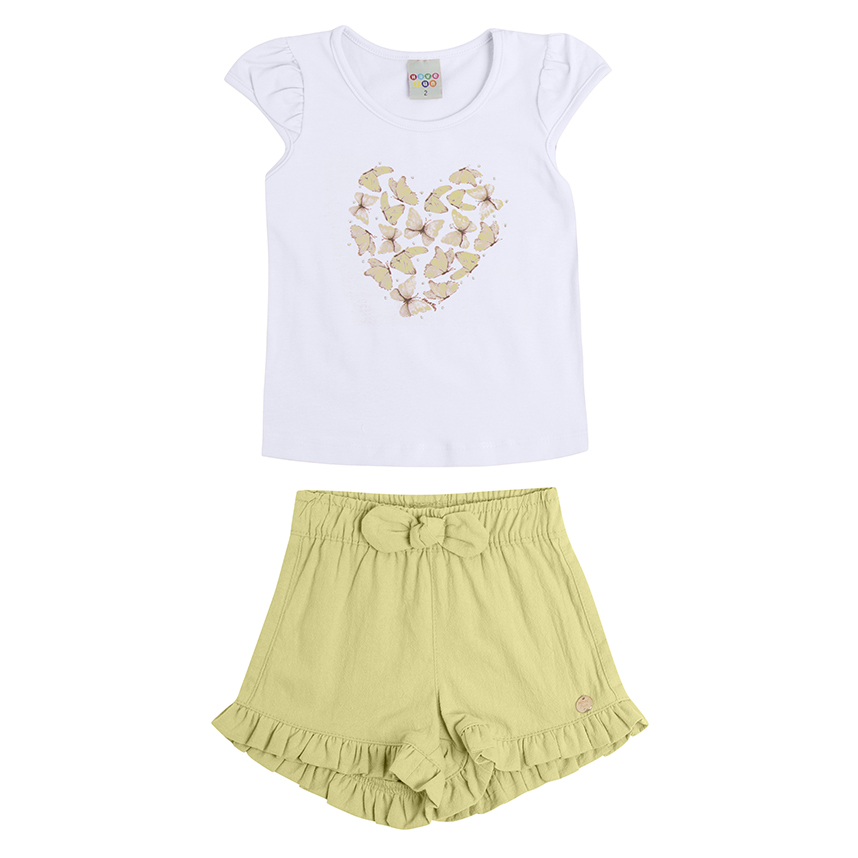 Conjunto Infantil Have Fun Blusa Cavada Borboleta e Short