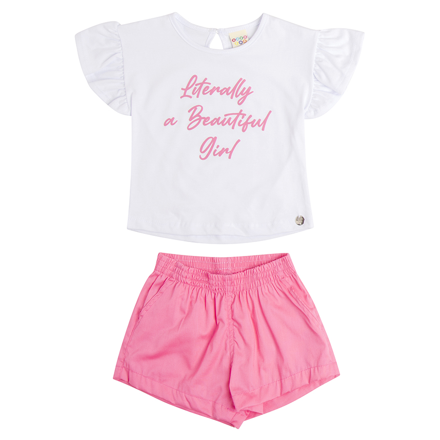 Conjunto Infantil Have Fun Blusa Estampa Beautiful e Short