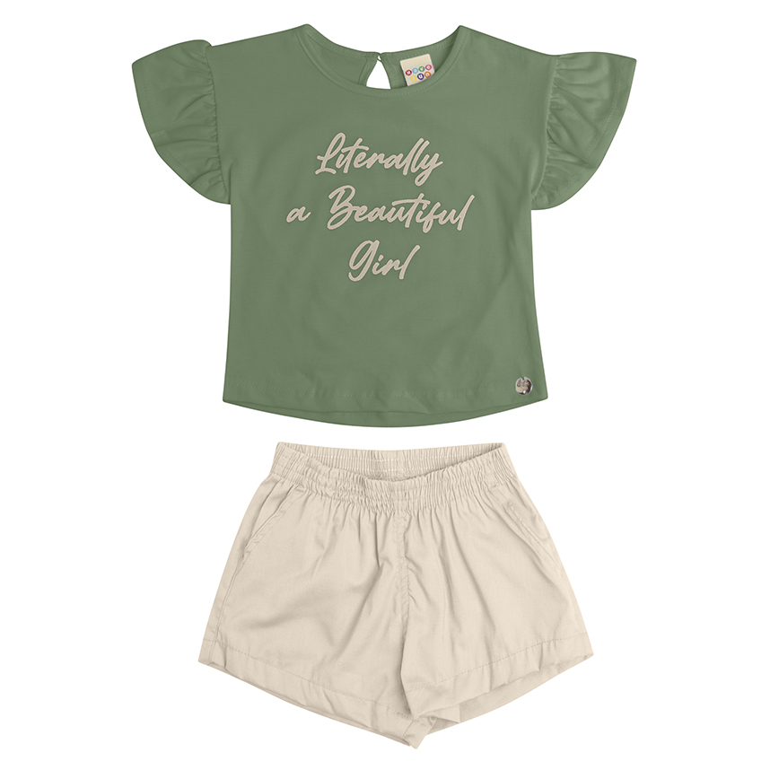 Conjunto Infantil Have Fun Blusa Estampa Beautiful e Short