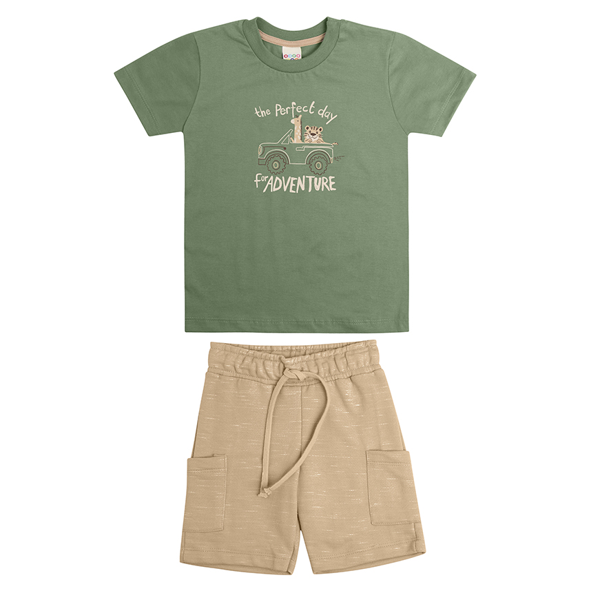 Conjunto Infantil Have Fun Camiseta Estampa Bichos e Bermuda
