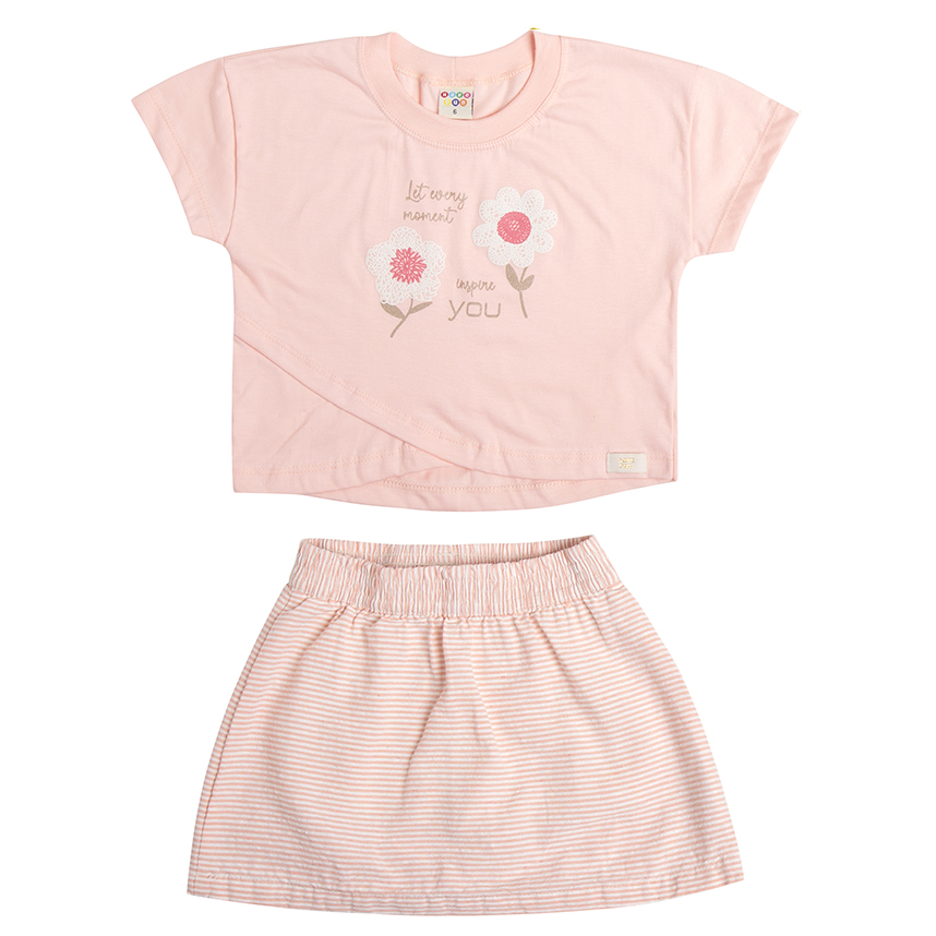 Conjunto Infantil Have Fun Blusa Estampa Flor e Short Saia