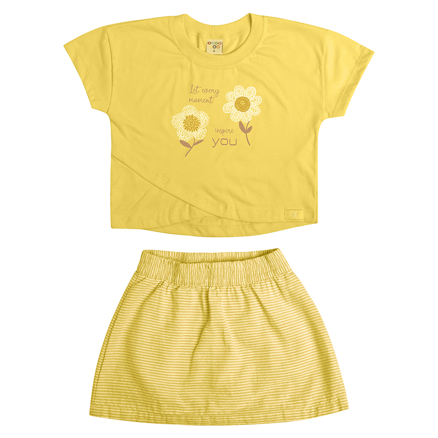 Conjunto Infantil Have Fun Blusa Estampa Flor e Short Saia