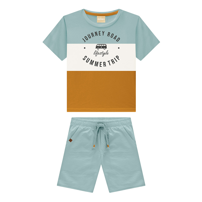 Conjunto Infantil Milon Camiseta Estampa Journey E Bermuda