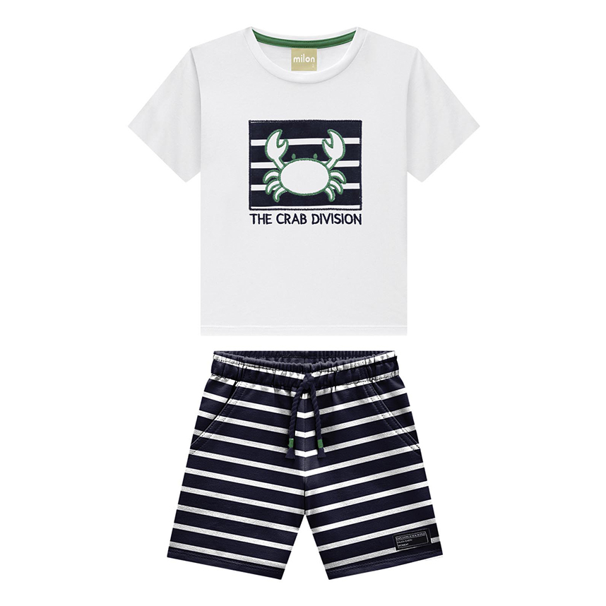 Conjunto Infantil Milon Camiseta Estampa Caranguejo E Bermuda