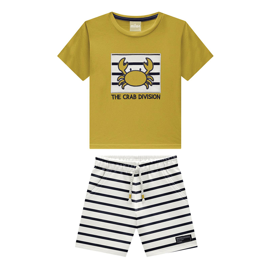 Conjunto Infantil Milon Camiseta Estampa Caranguejo E Bermuda Conjunto Infantil Milon Camiseta Estampa Caranguejo E Bermuda