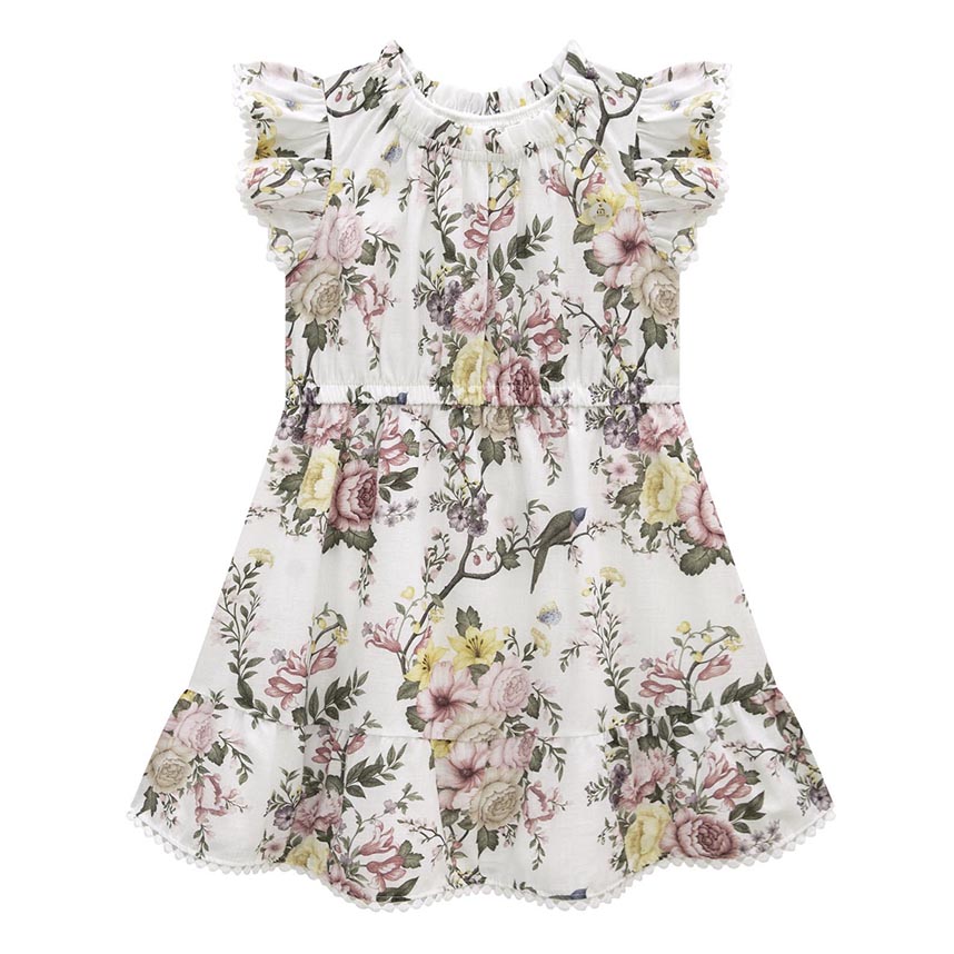 Vestido Infantil Milon Cavado Babado Com Estampa Floral
