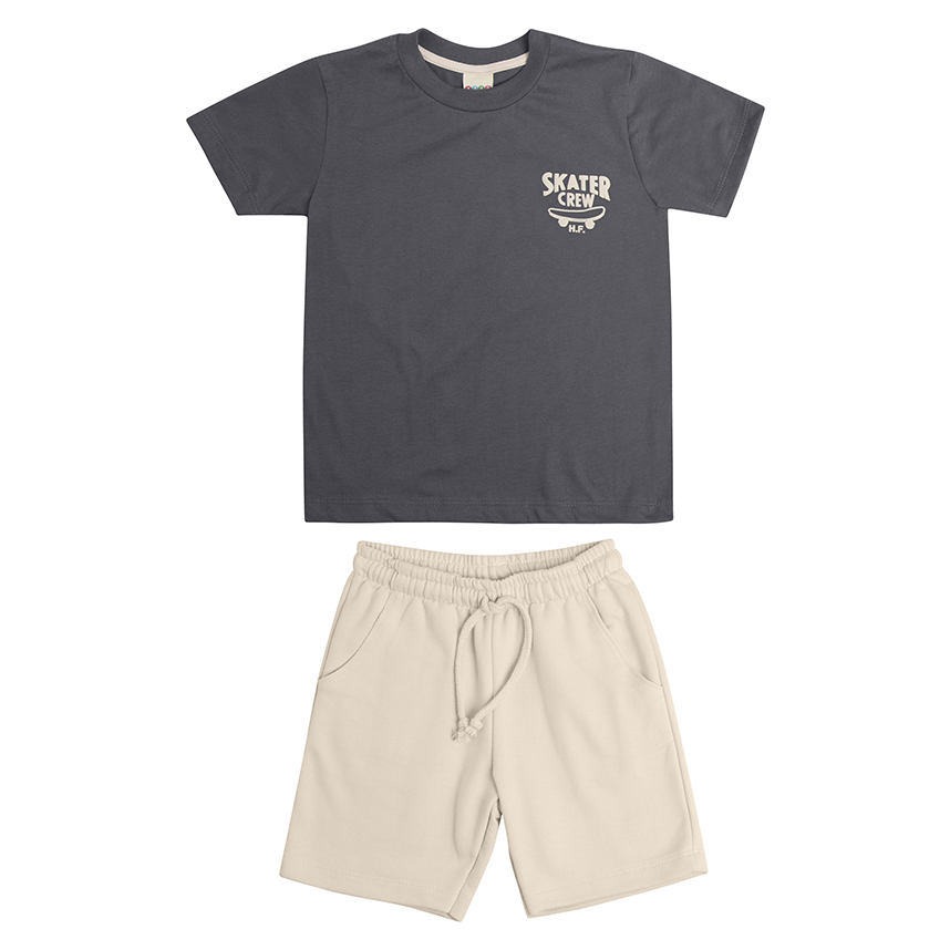 Conjunto Infantil Have Fun Camiseta Estampa Skate e Bermuda