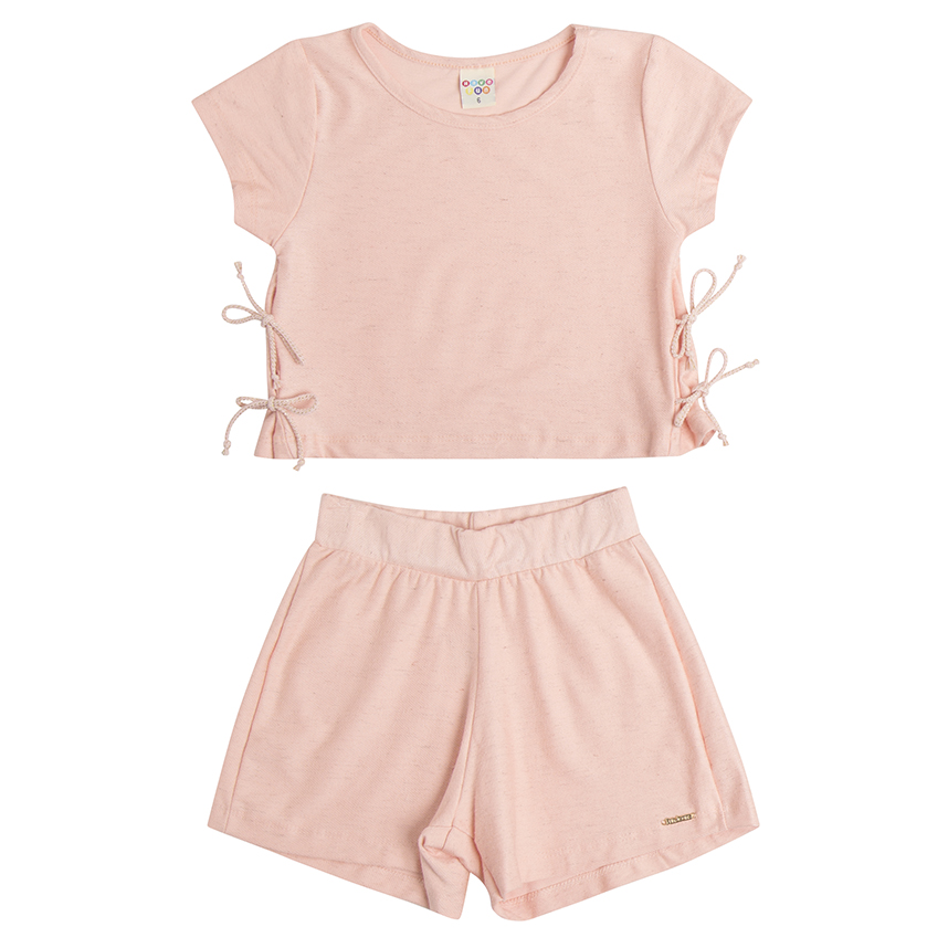 Conjunto Juvenil Have Fun Blusa com Amarração Laços e Short