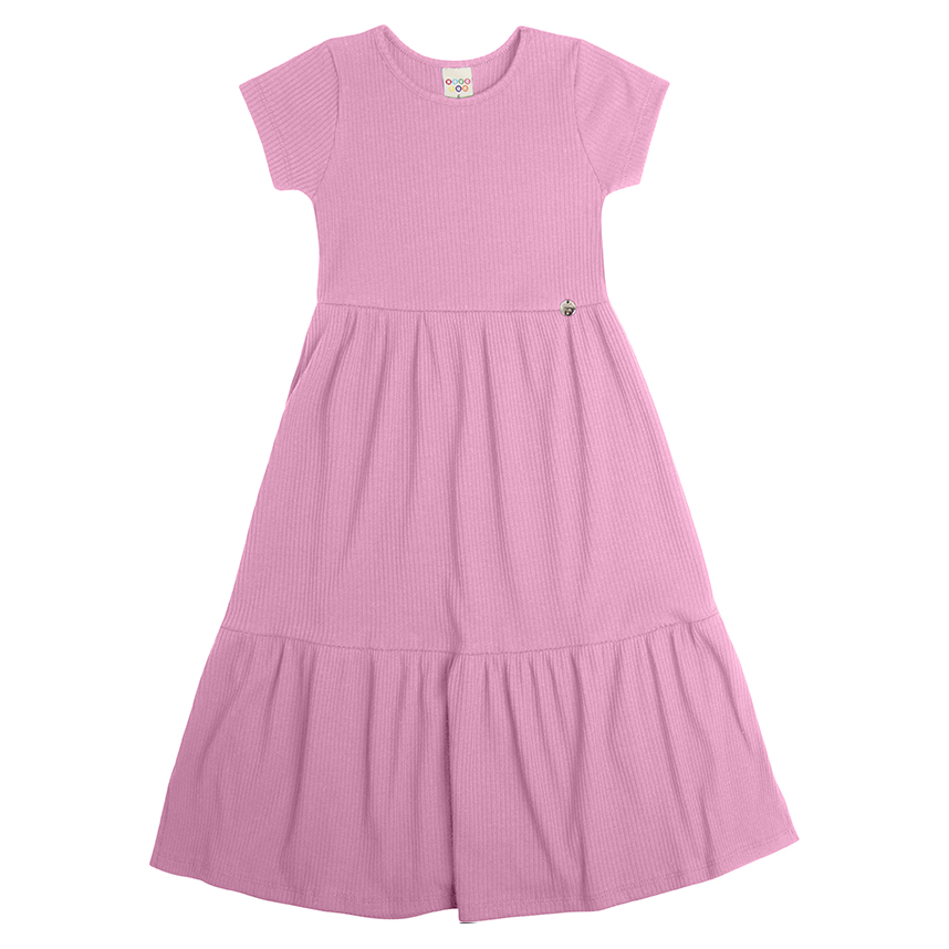 Vestido Juvenil Have Fun Malha Canelada Abertura Lateral