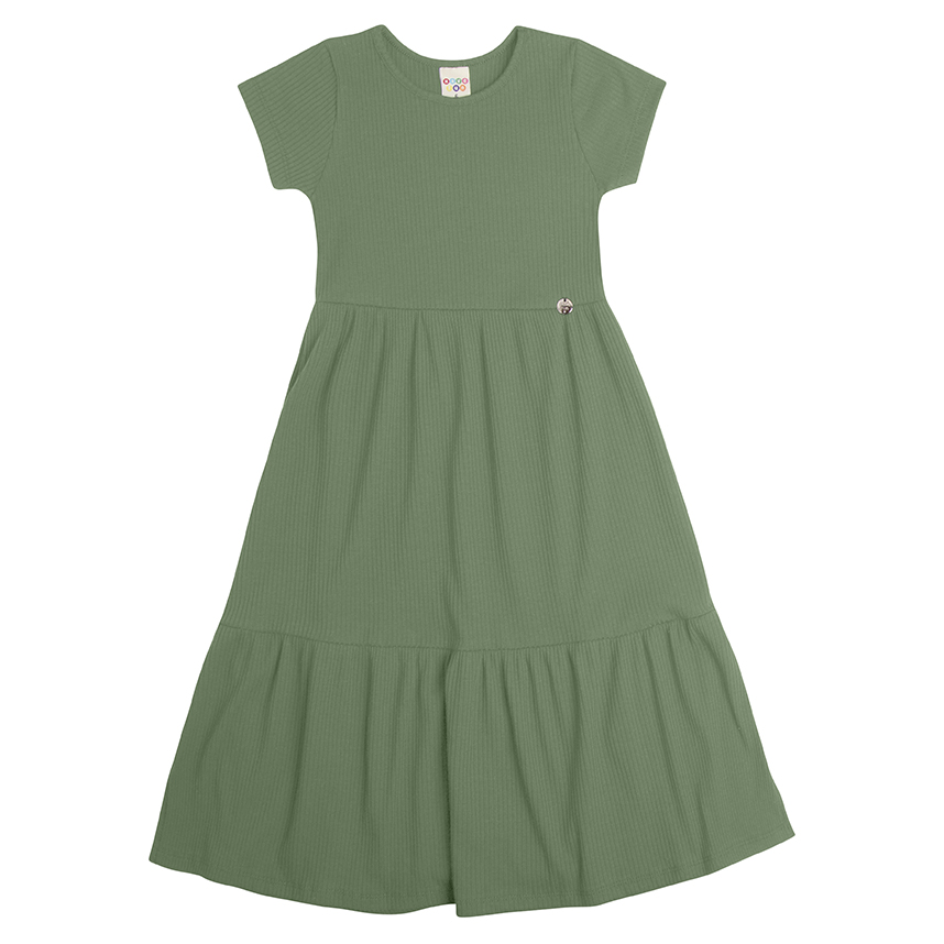 Vestido Juvenil Have Fun Malha Canelada Abertura Lateral