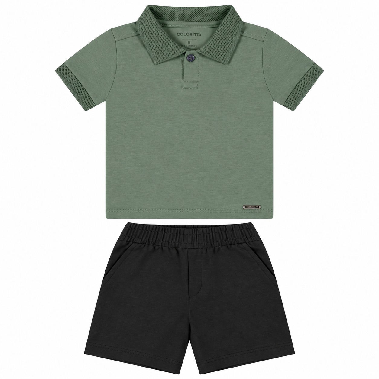 Conjunto Infantil Colorittá Camiseta Polo E Bermuda Sarja