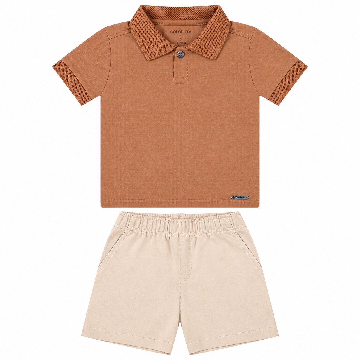Conjunto Infantil Colorittá Camiseta Polo E Bermuda Sarja