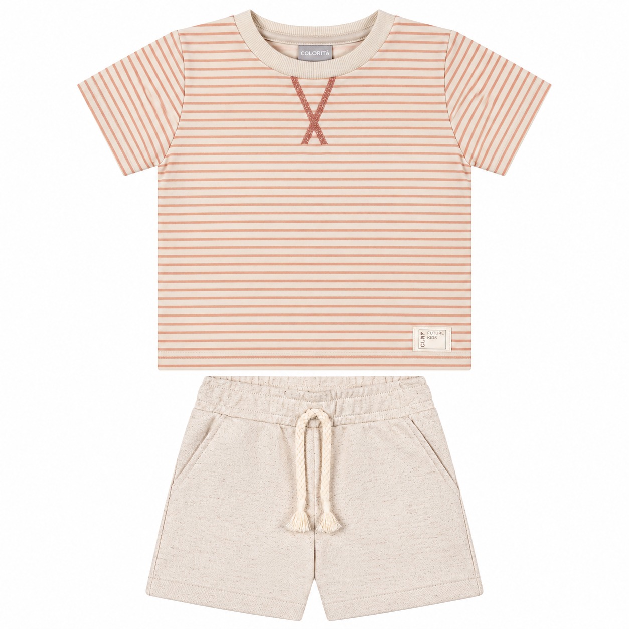 Conjunto Infantil Colorittá Camiseta Listrada E Bermuda