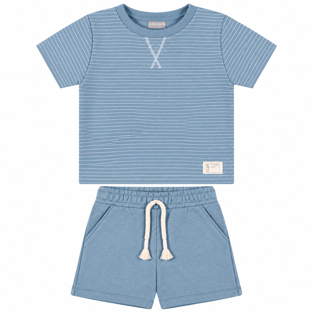 Conjunto Infantil Colorittá Camiseta Listrada E Bermuda