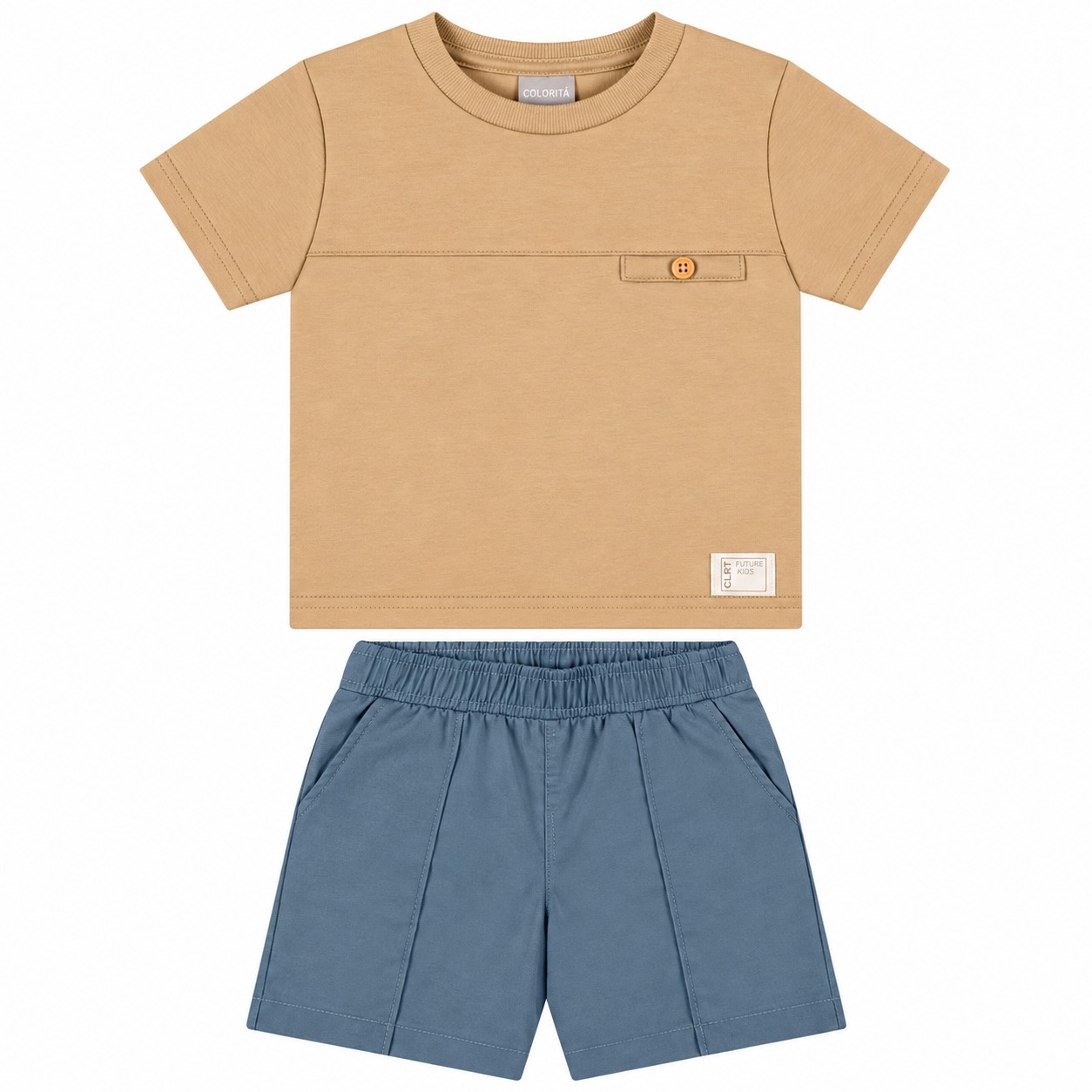 Conjunto Infantil Colorittá Camiseta Bordada E Bermuda