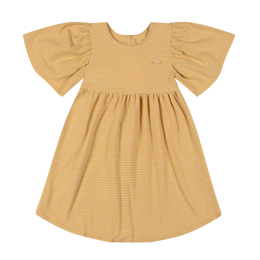 Vestido Infantil Colorittá Manga Curta Molecotton Listrado