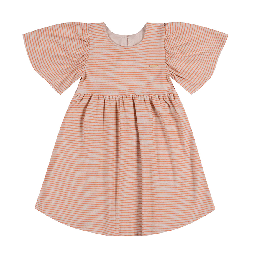 Vestido Infantil Colorittá Manga Curta Molecotton Listrado