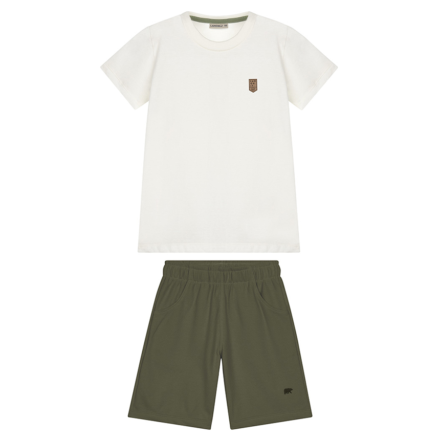 Conjunto Infantil Lamon Camiseta Lisa E Bermuda Moletinho