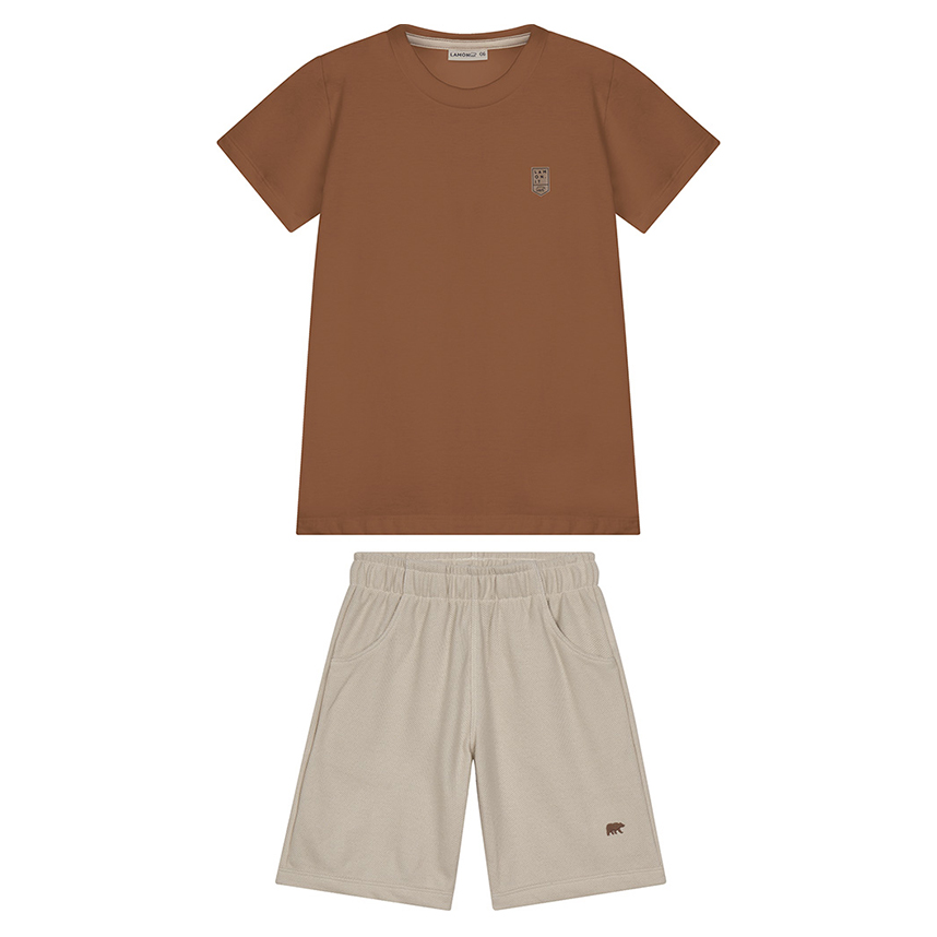 Conjunto Infantil Lamon Camiseta Lisa E Bermuda Moletinho