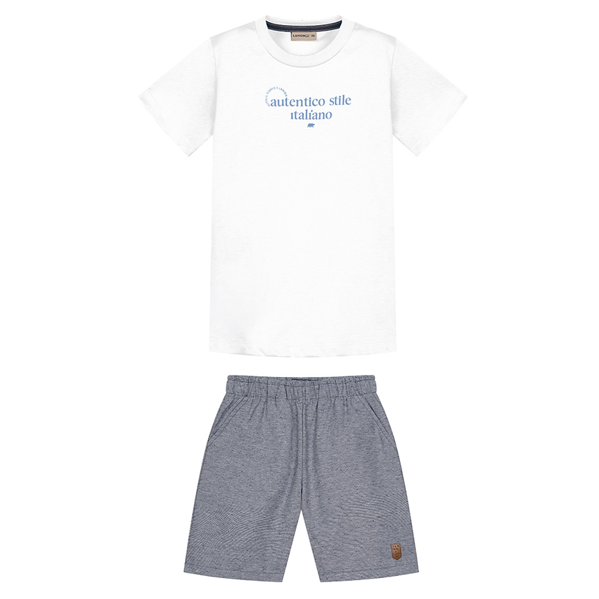 Conjunto Infantil Lamon Camiseta Estampa Autentico E Bermuda