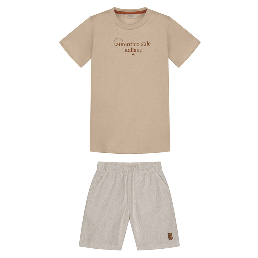 Conjunto Infantil Lamon Camiseta Estampa Autentico E Bermuda