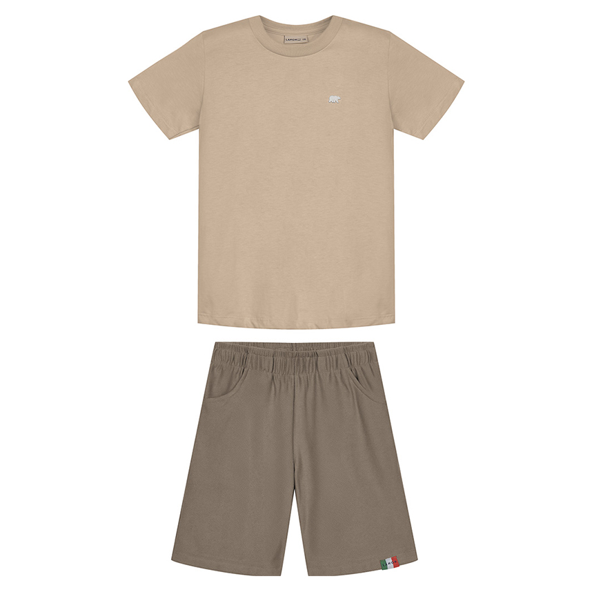 Conjunto Infantil Lamon Camiseta Manga Curta Lisa E Bermuda