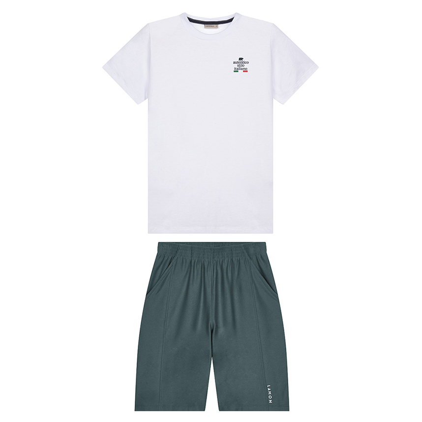 Conjunto Juvenil Lamon Camiseta Estampa Autentico E Bermuda